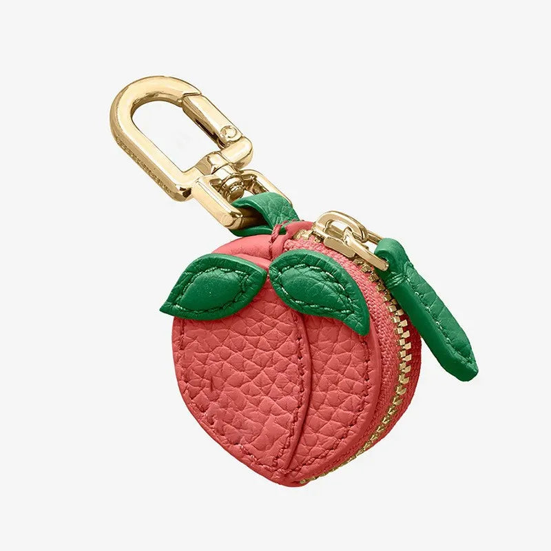 Fruit Coin Purse Keychain – Cute Mini Leather Zipper Pouch