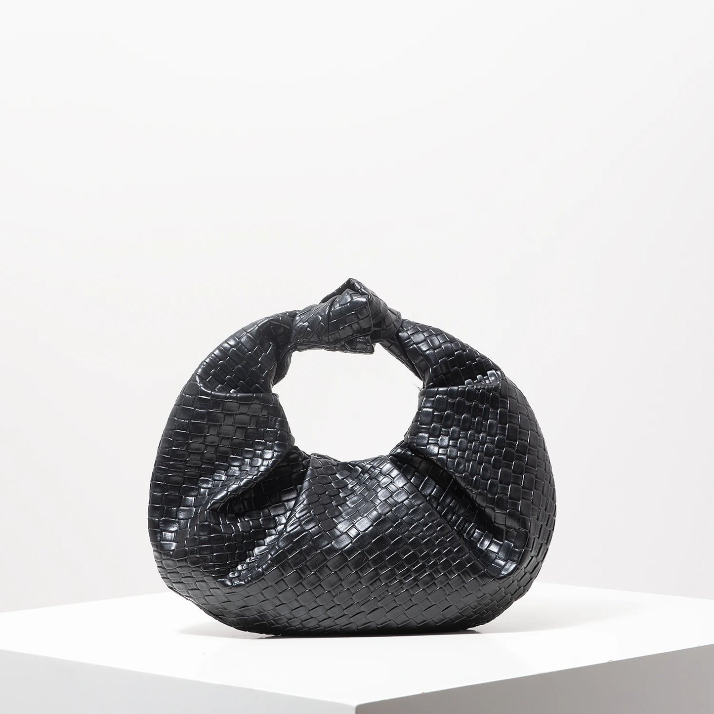 Woven Knot Crescent Bag – Vintage Faux Leather Hobo Clutch