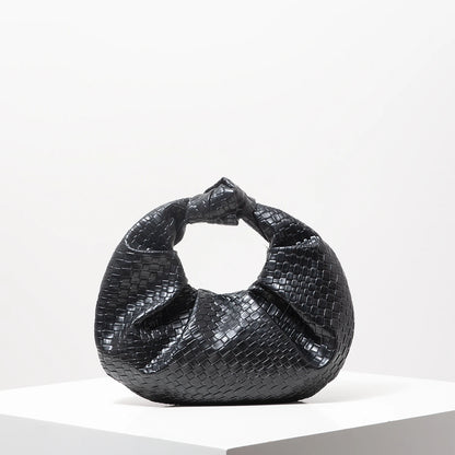 Woven Knot Crescent Bag – Vintage Faux Leather Hobo Clutch