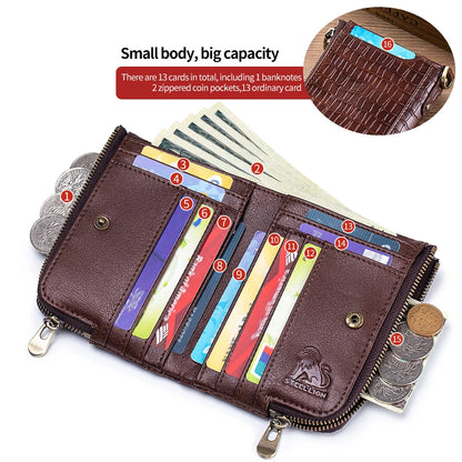 Crocodile Pattern RFID Wallet with Chain – Luxury Leather Card Holder