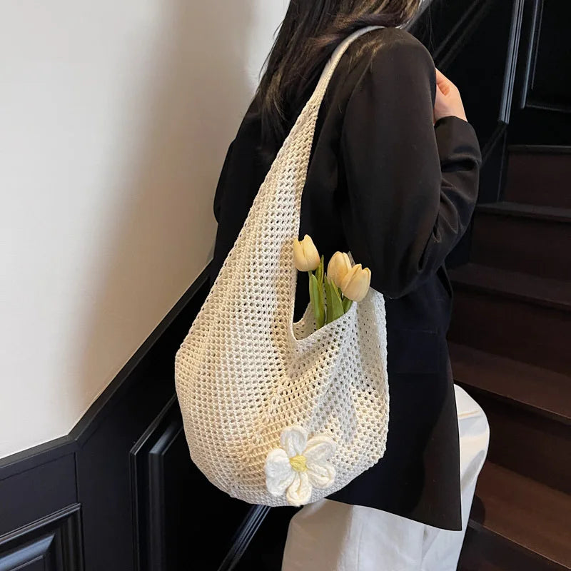 Hollow Weave Straw Beach Tote Bag – Bohemian Large Capacity Shoulder Bag