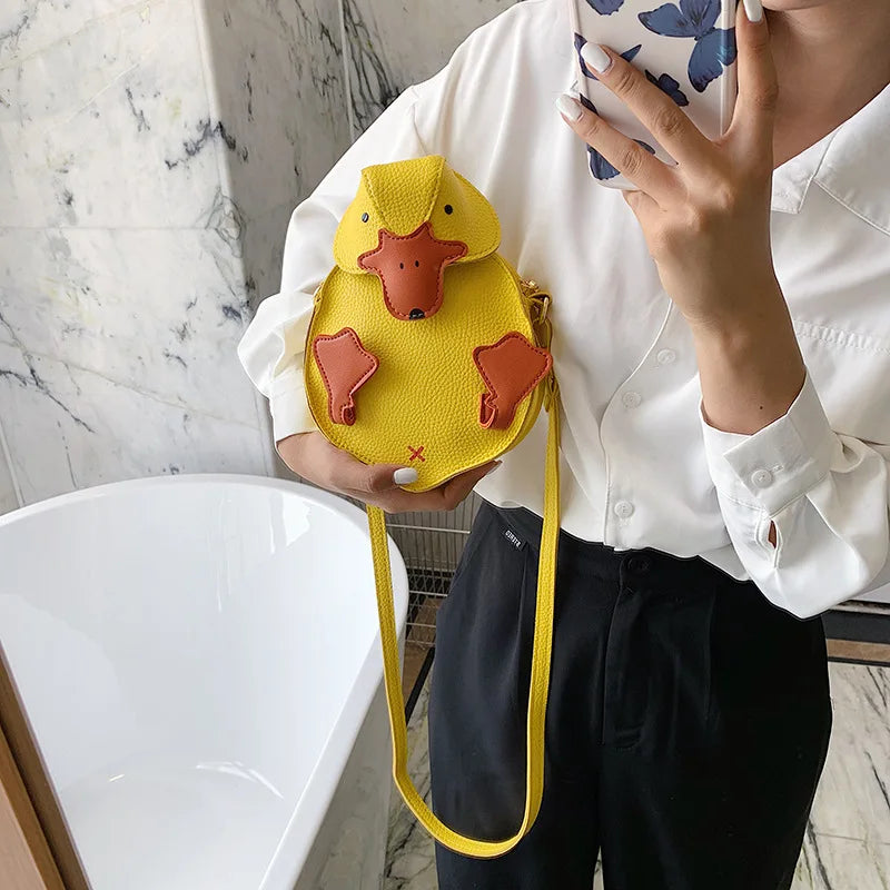 Cute Duck Crossbody Bag – Women's Cartoon PU Leather Shoulder Bag