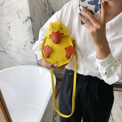 Cute Duck Crossbody Bag – Women's Cartoon PU Leather Shoulder Bag