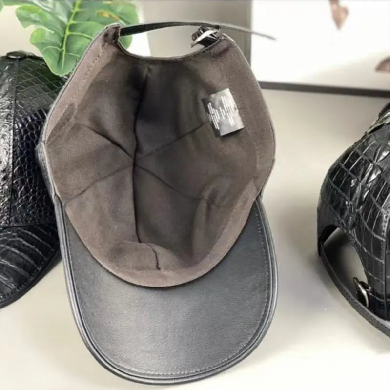 Luxury Crocodile Leather Baseball Cap for Men