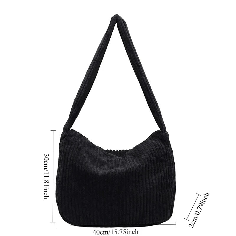 Commuter Friendly Crossbody Bags Women Large Capacity Corduroy Tote Bag Lightweight Textured Casual