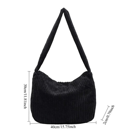 Commuter Friendly Crossbody Bags Women Large Capacity Corduroy Tote Bag Lightweight Textured Casual