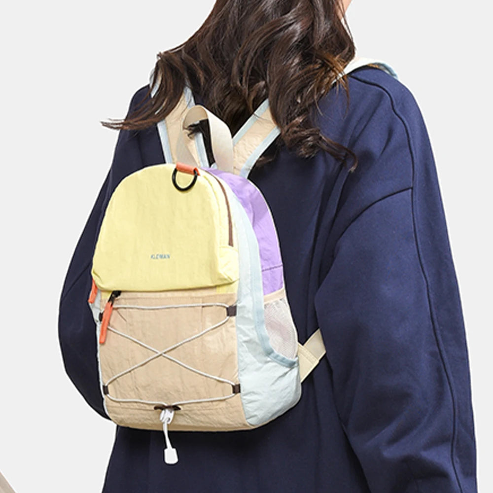 Color Block Mini Nylon Backpack – Lightweight Hiking & Daily Bag
