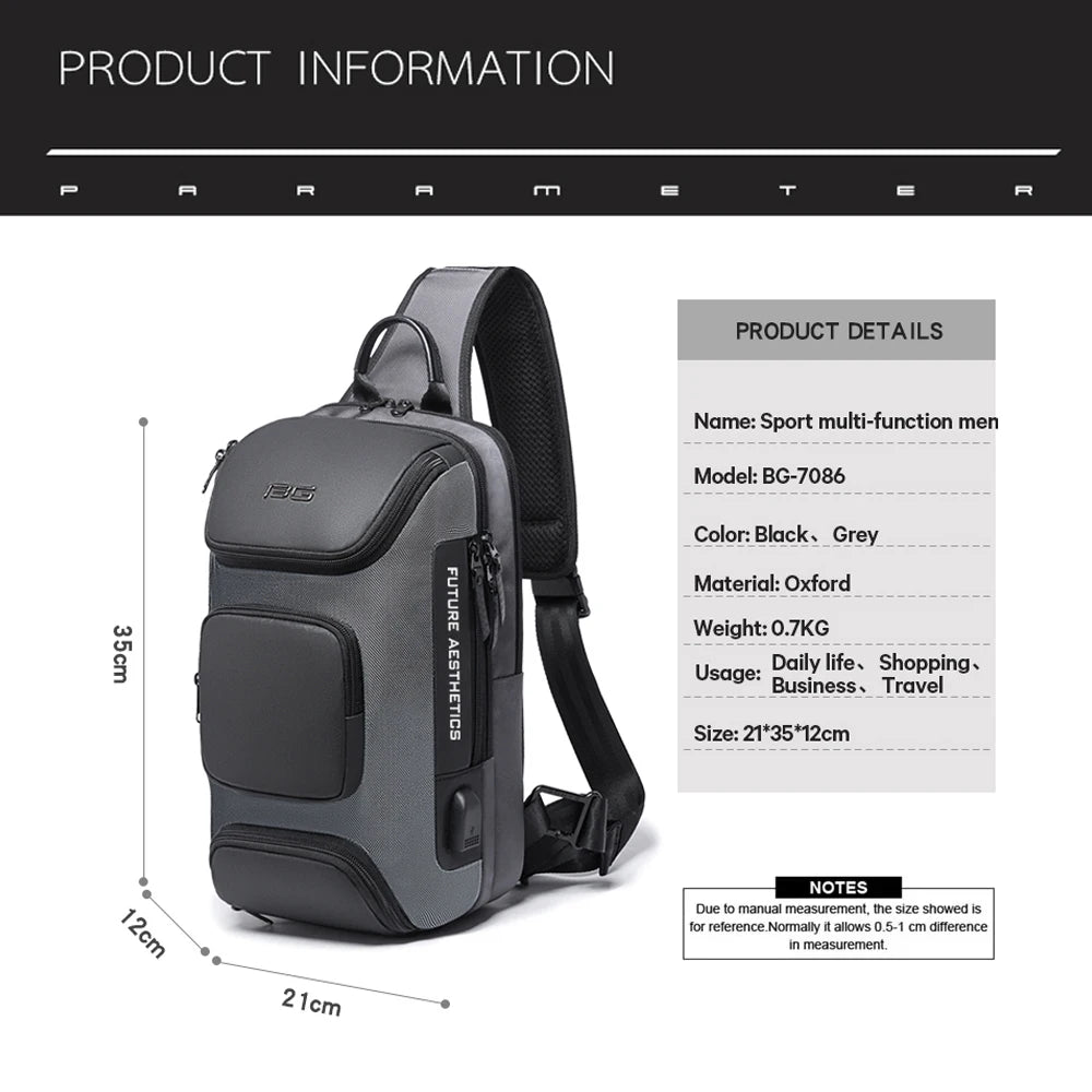 Bange Anti-Theft Crossbody Bag – Waterproof Messenger Shoulder Bag for Men