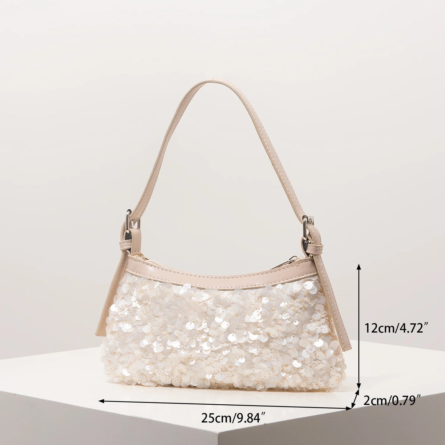 Sequin Shoulder Bag – Glitter Baguette Purse for Prom & Gala
