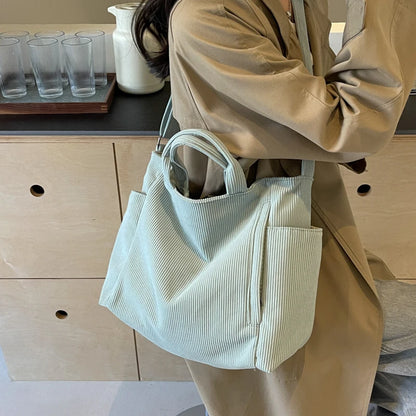 Corduroy Tote Bag for Women – Large Capacity Shoulder & Crossbody