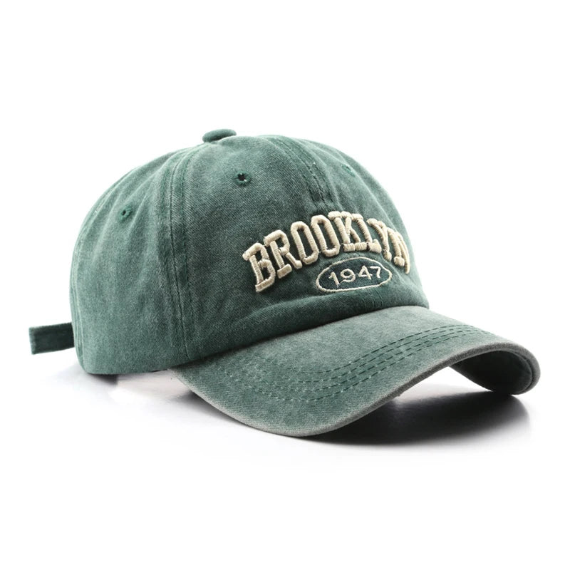 Retro Embroidered Baseball Cap – Washed Cotton Snapback Hat