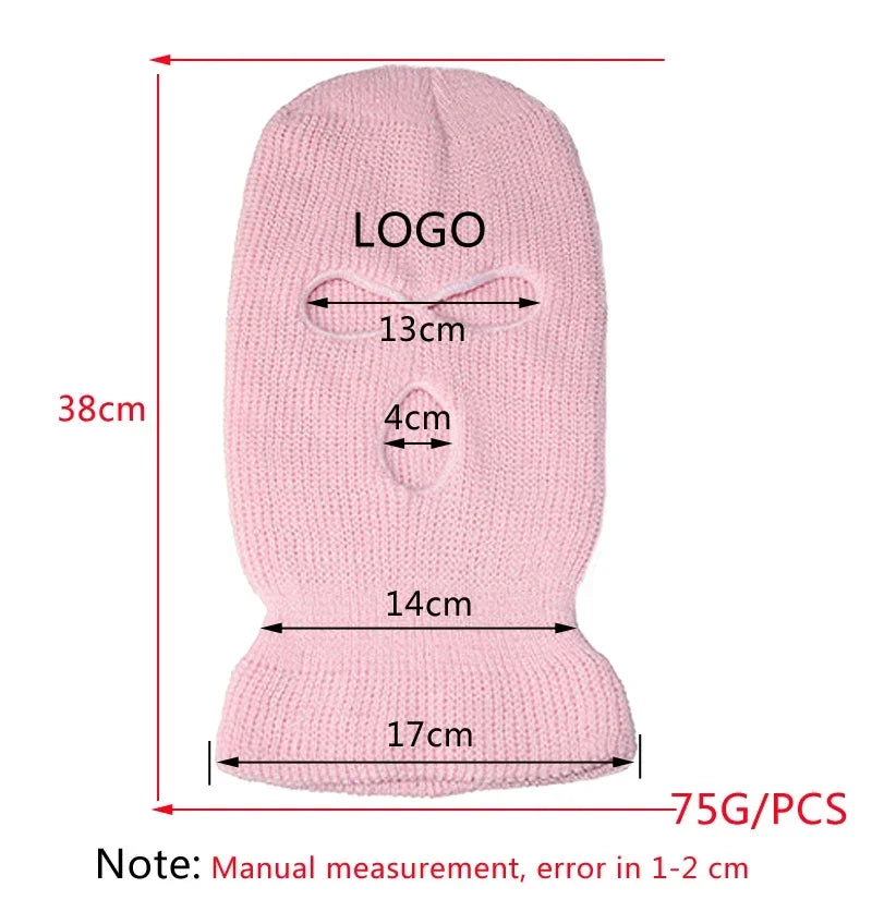 Embroidery Wool Balaclava – Windproof Full Face Ski Mask
