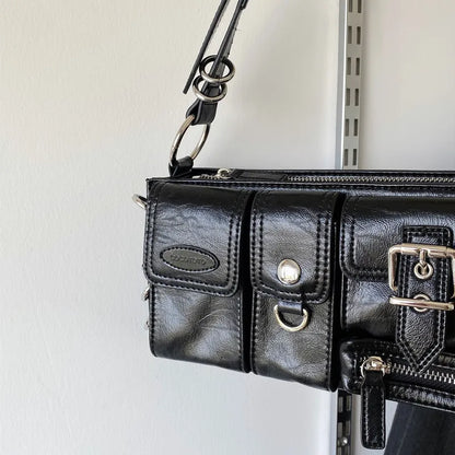 Vintage Handbags Women Half-Moon Leather Hasp Shoulder Crossbody Bag Luxury Designer Ladies Underarm