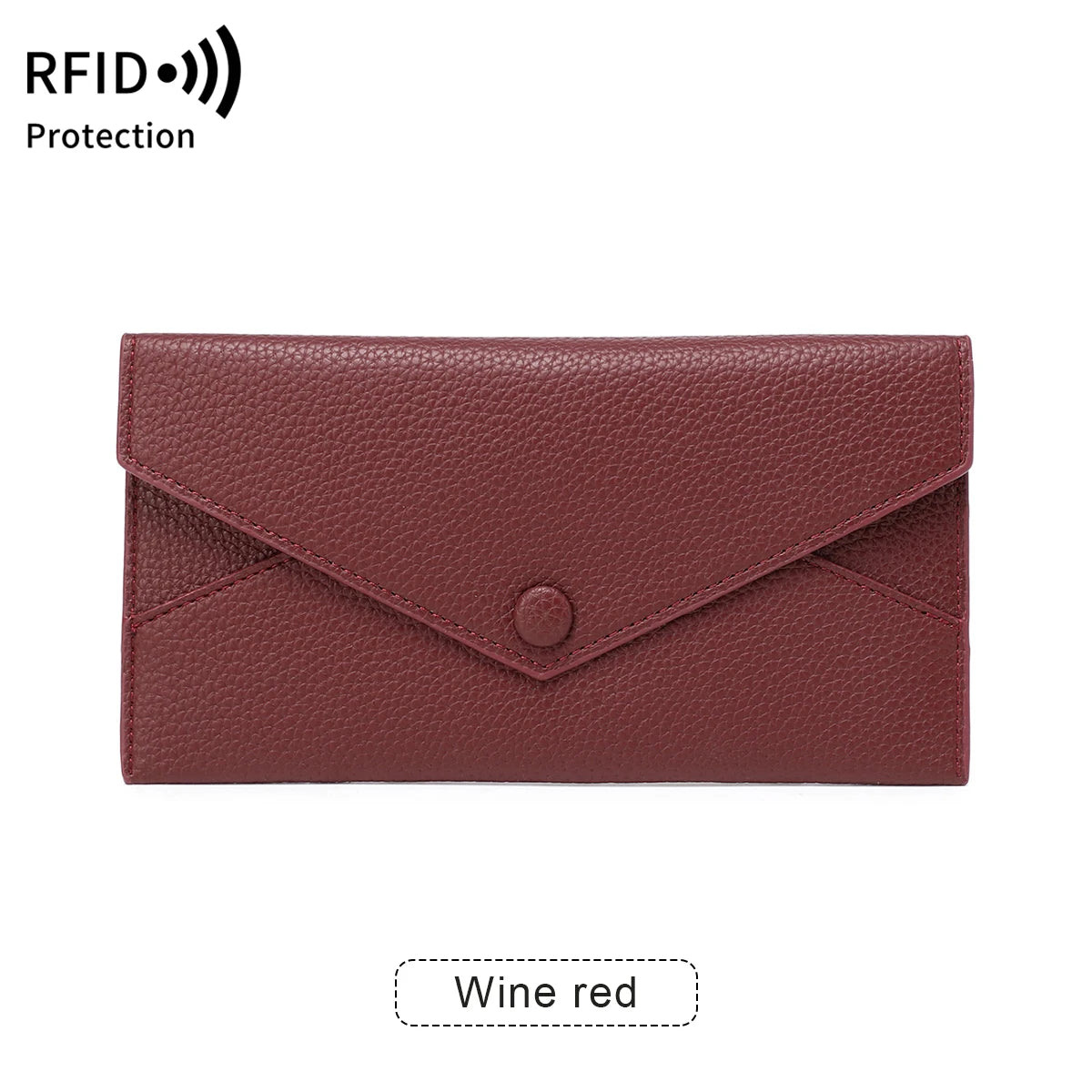RFID Blocking Long PU Leather Wallet for Women – Envelope Clutch