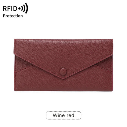 RFID Blocking Long PU Leather Wallet for Women – Envelope Clutch