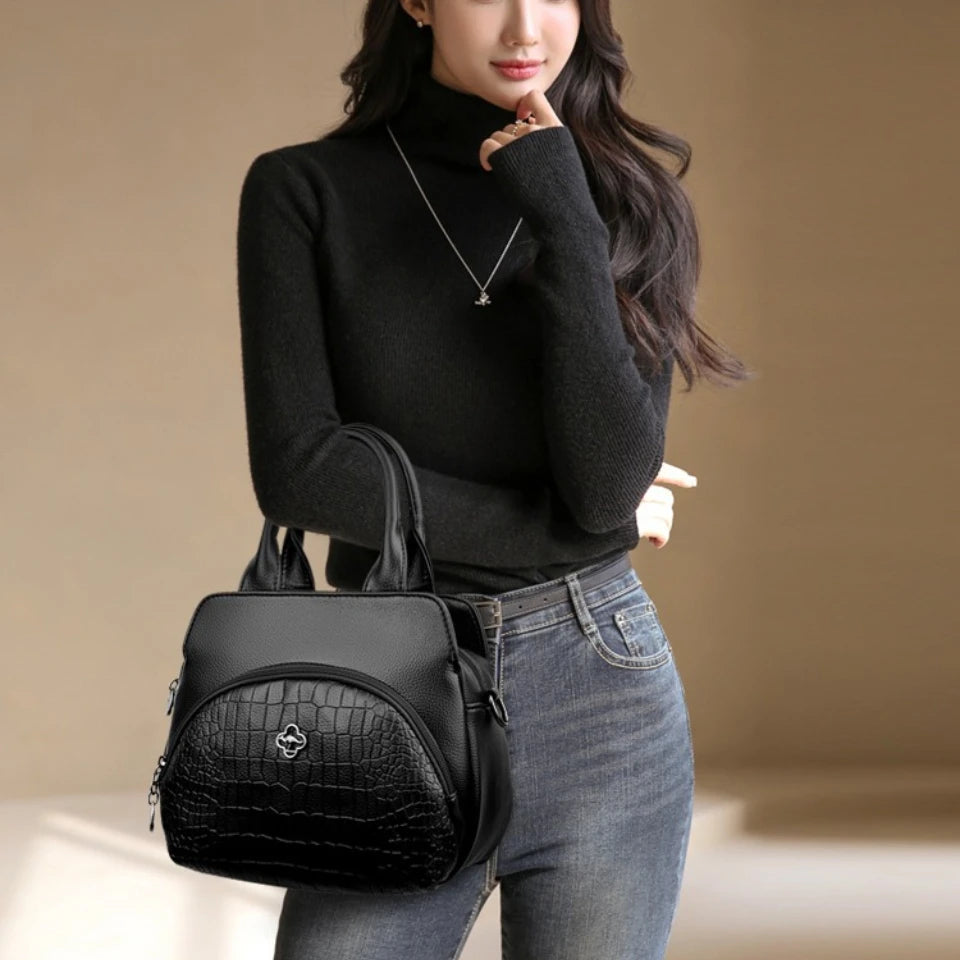 PU Leather Top Handle Handbag – Women's Large Crossbody Shoulder Bag