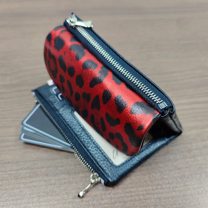 Leopard Print Leather Wallet for Women – Short Organizer Purse
