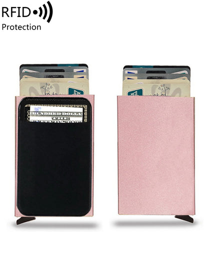 RFID Blocking Aluminum Card Holder with Auto Pop-Up
