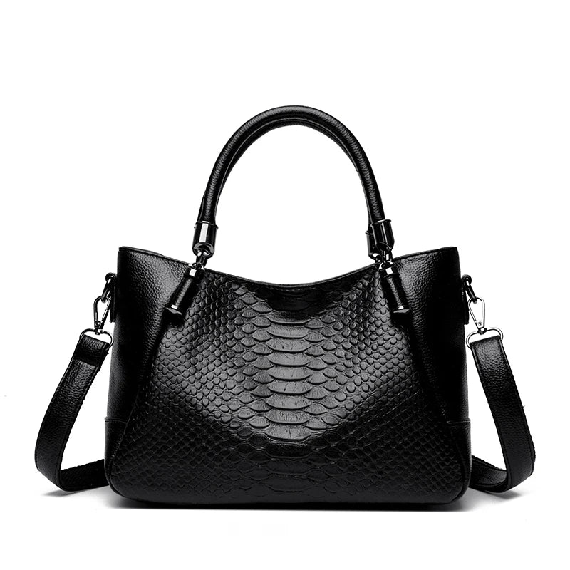 Snakeskin Leather Tote Bag for Women – Luxury Shoulder Handbag