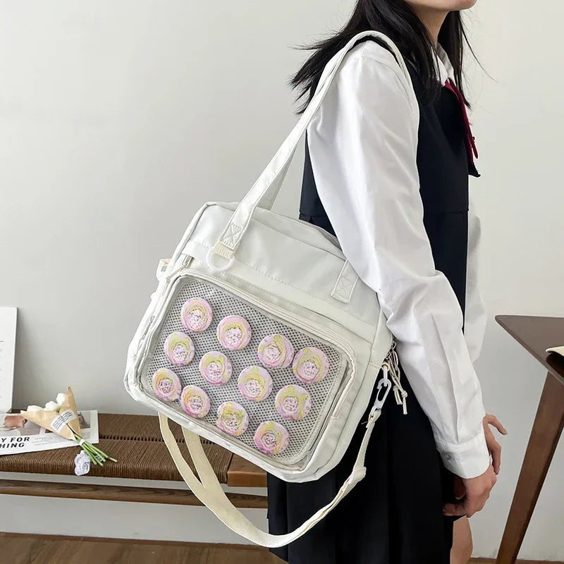 Kawaii Ita Bag Nylon Tote – Large Shoulder Bag for Teen Girls