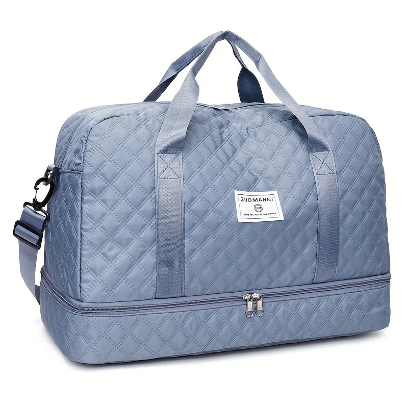 Diamond Quilted Duffle Bag – Large Capacity Travel & Gym Bag for Women