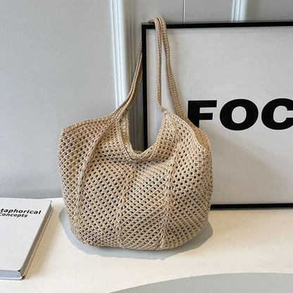 Crochet Mesh Tote Bag – Women's Large Hollow Woven Beach Bag