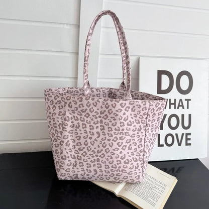 Leopard Print Canvas Tote Bag – Large Capacity Shoulder Bag for Women