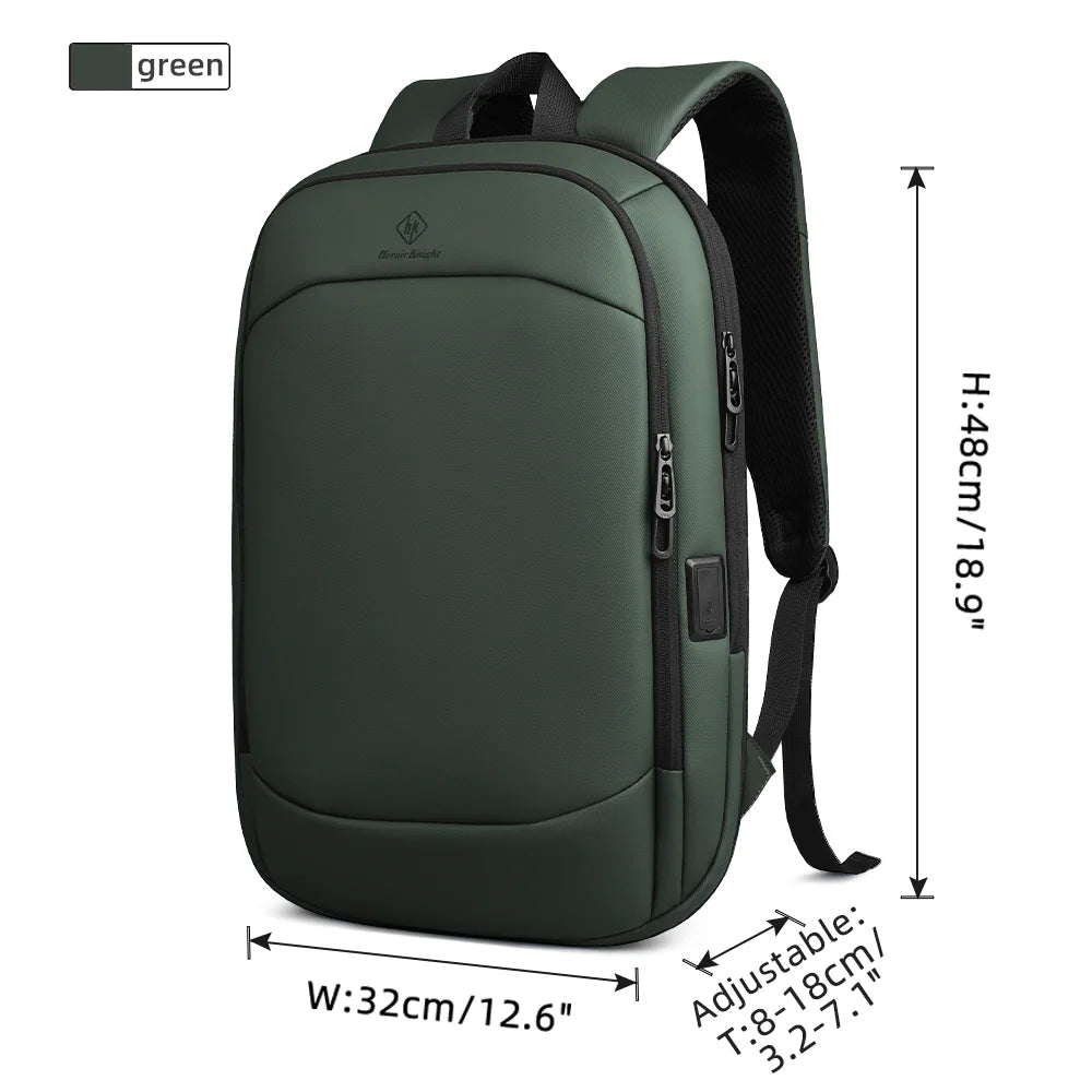 Business Backpack for Men – 17" Laptop, USB Port, Slim Expandable, Waterproof