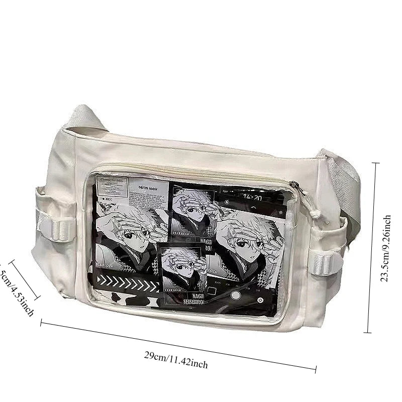 Anime Postcard Display Crossbody Bag Clear Window Messenger Bag