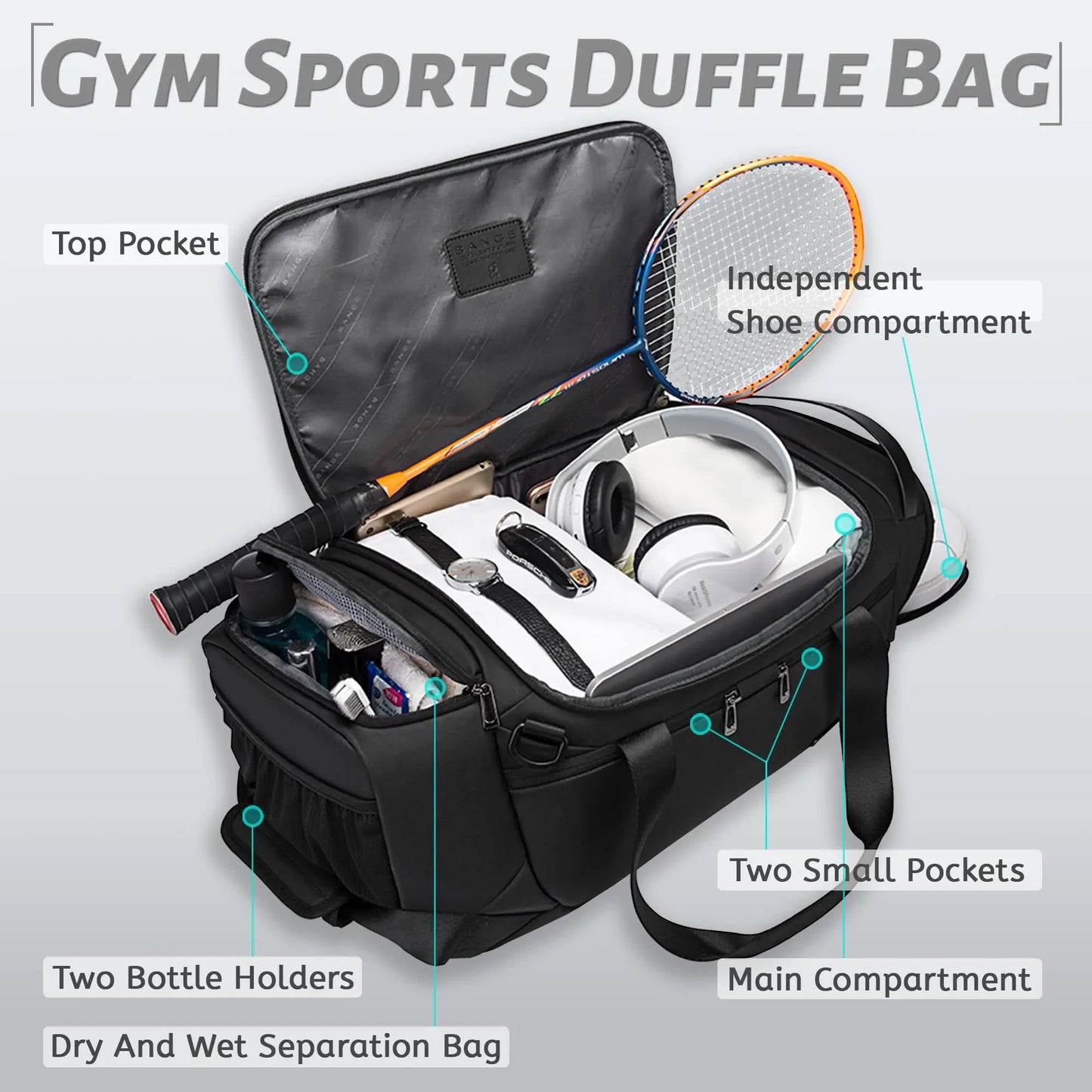 Waterproof Gym Duffel Bag with Shoe Compartment – 21 Inch Travel Bag