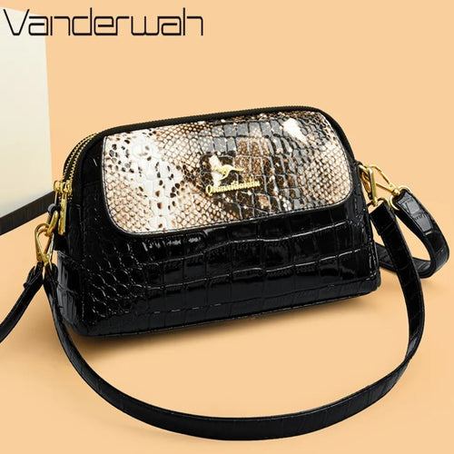 Snake Pattern Crossbody Bag for Women – Patent Leather