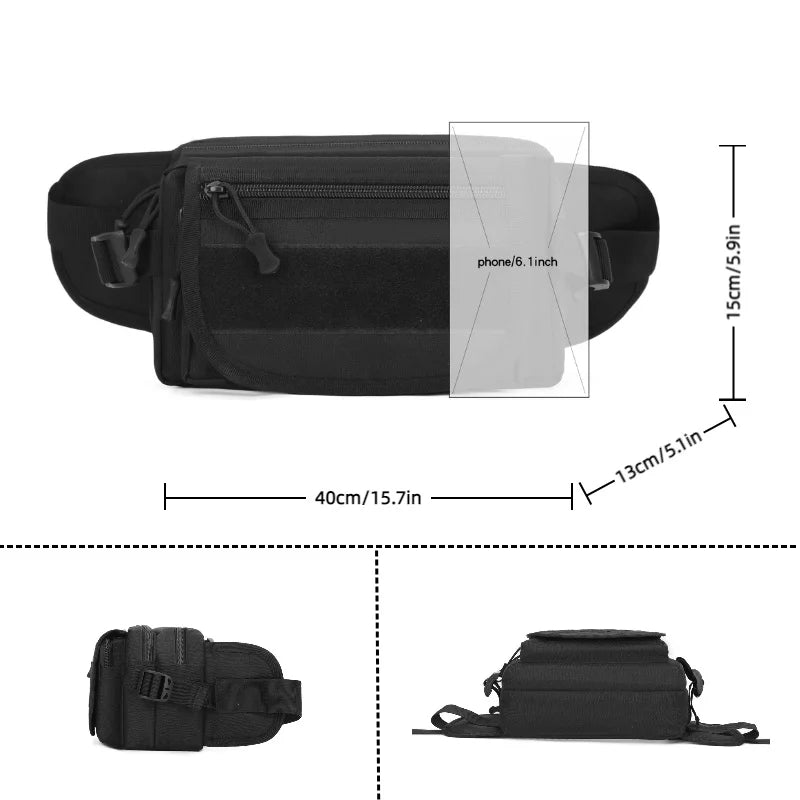 Men's Tactical Waist Bag with Multi-Compartment Storage