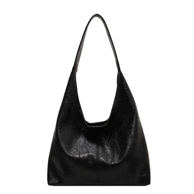 Large PU Leather Shoulder Bag – Soft Hobo Tote for Women