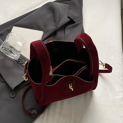 Autumn Winter Retro High-End Texture Frosted Suede Handbag