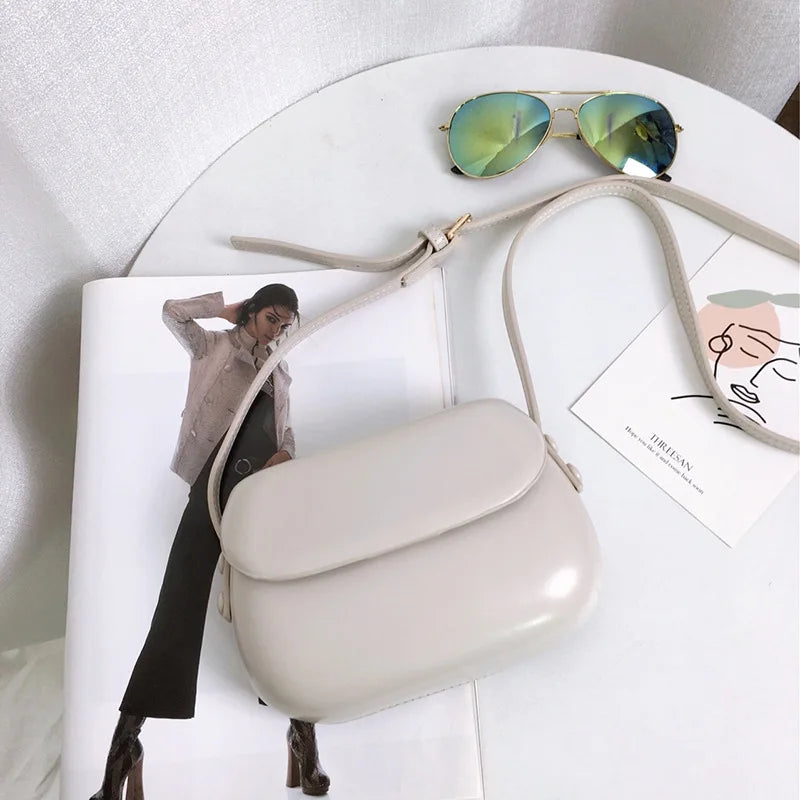 Women Messenger Bag Pu Leather Shiny Shoulder Hard Flip Buckle Mobile Phone Outing Coin Purse