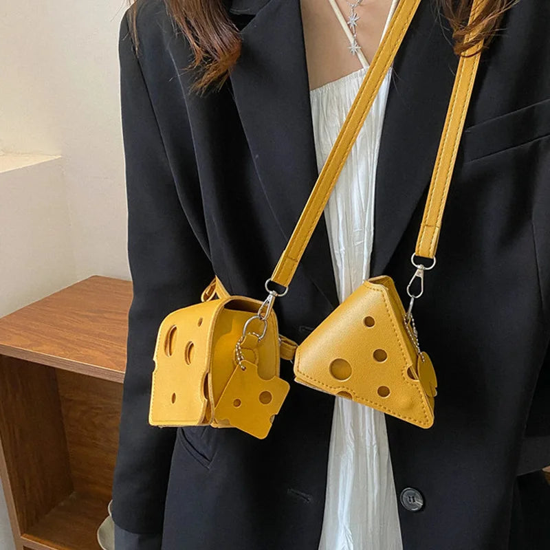Cheese Shaped Mini Crossbody Bag – Cute Novelty Purse