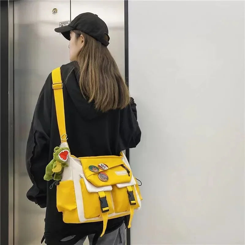 Harajuku Canvas Crossbody Messenger Bag for Men & Women