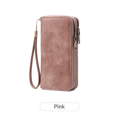 RFID Blocking Women's Wallet Double Zipper Large Capacity Clutch
