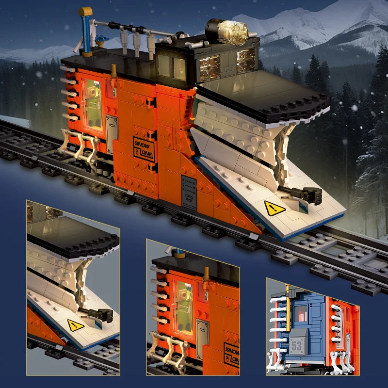 Railway Snow Plow Train Building Blocks Set – 945pcs with LED Lights