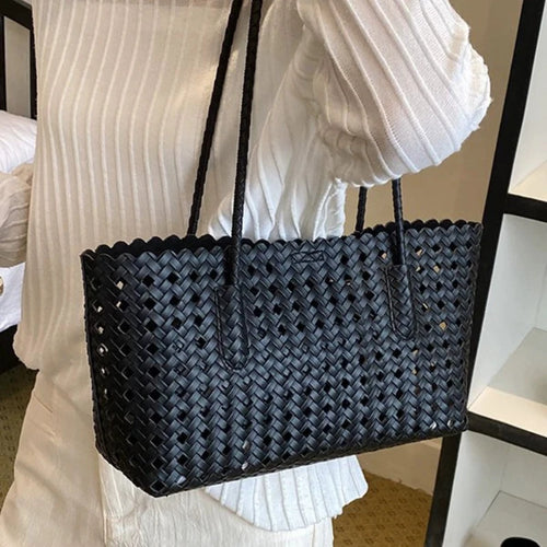 Woven Hollow Shoulder Bag – Women's Summer Beach Handbag & Purse