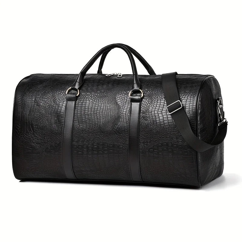 Crocodile-Textured Duffle Bag – Large Capacity Unisex Travel & Gym Bag