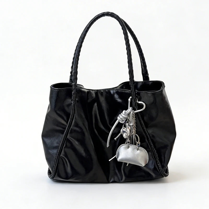 Heart Keychain Bag Charm with Mini PU Leather Purse Pendant