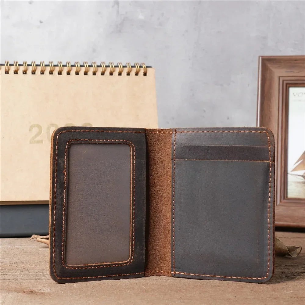 Leather Card Holder Slim Wallet Men Vintage Credit Card Case