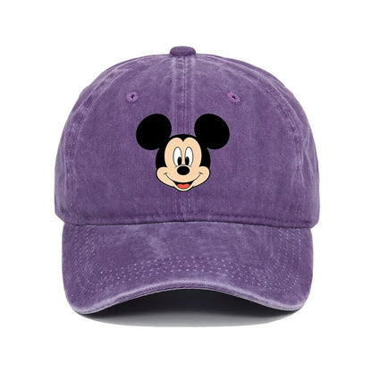 Cartoon Print Washed Baseball Cap – Unisex Vintage Snapback Hat
