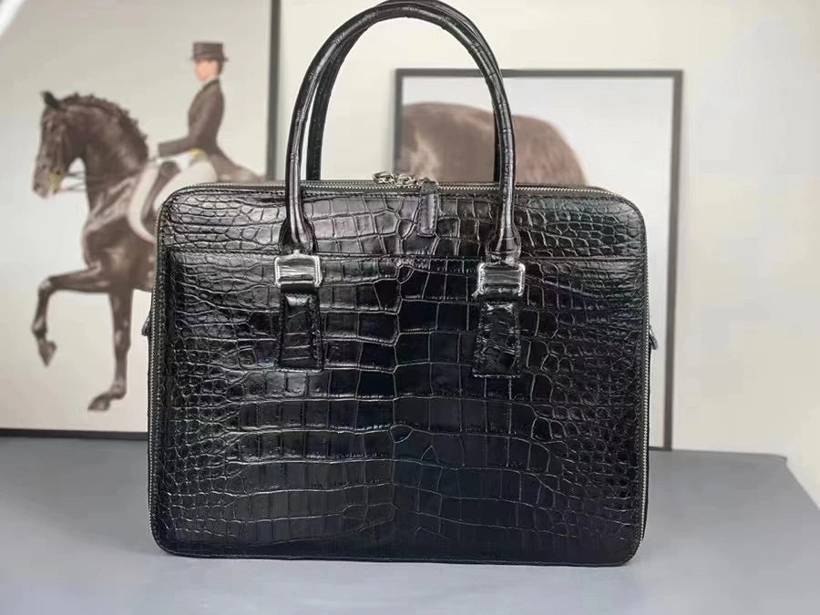 Luxury Crocodile Leather Briefcase for Men
