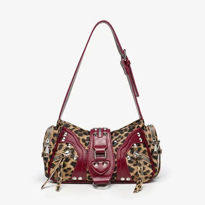 Women's Luxury Rivet Leather Handbag – Vintage Oil Wax PU Purse