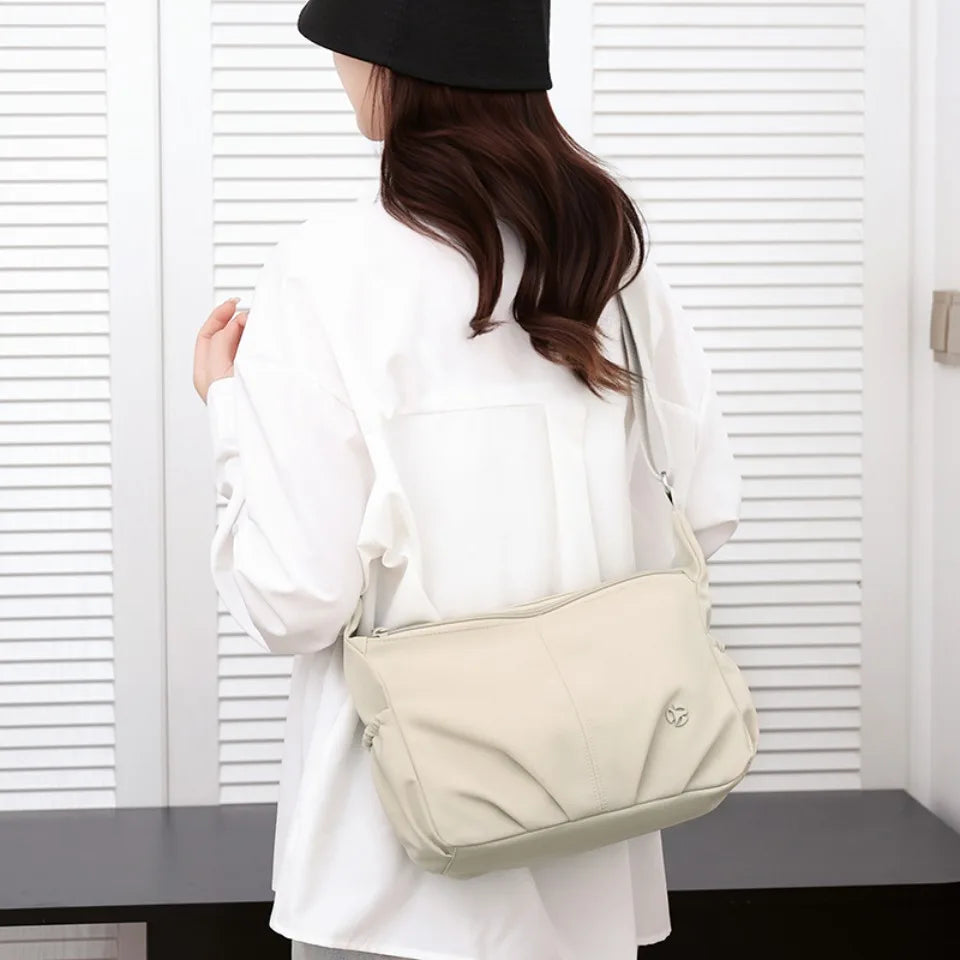 Women's Waterproof Nylon Crossbody Bag – 2-Layer Lightweight Shoulder Hobo Bag