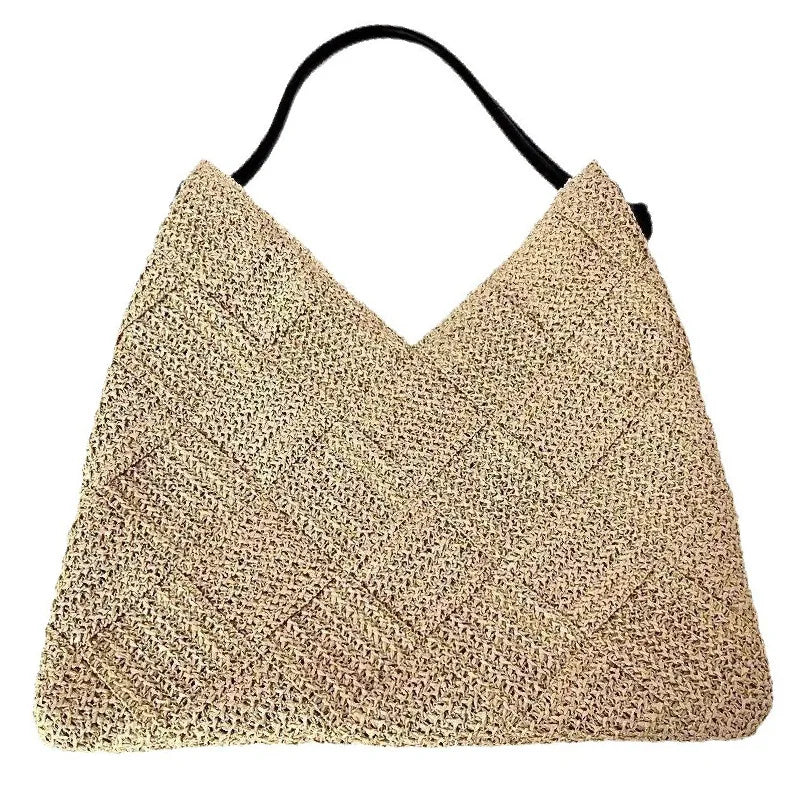 Women S Shoulder Bags Casual Cotton Thread Wicker Woven Ladies Handmade Totes Large Capacity Summer