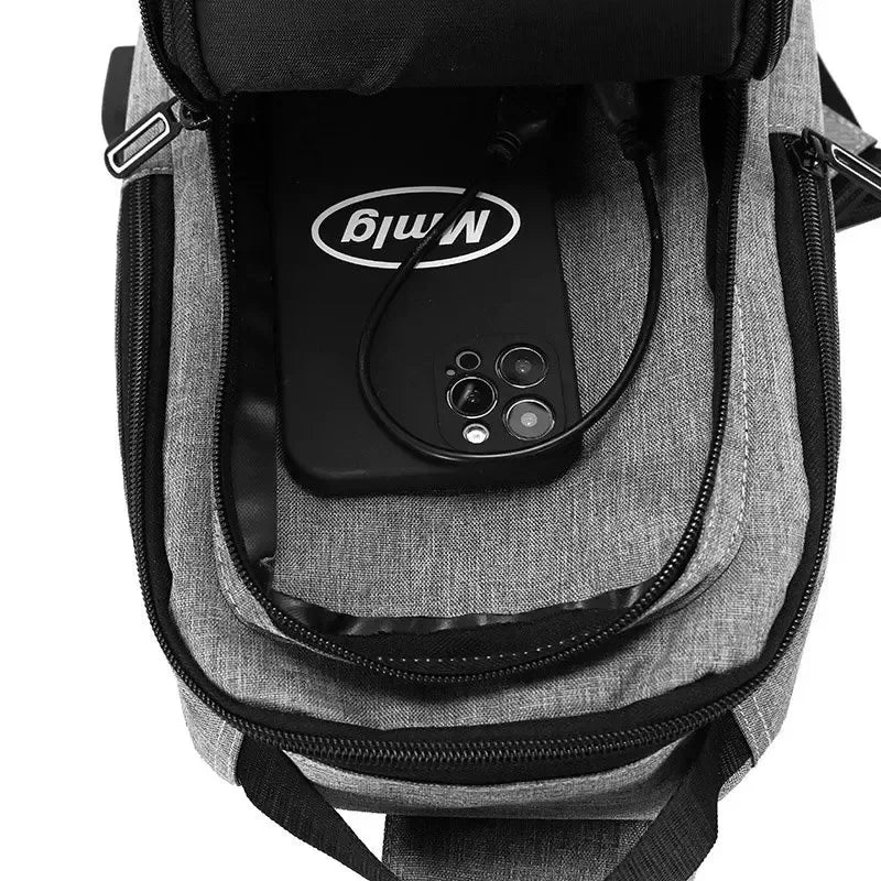 Men's Oxford Sling Chest Bag with USB Charging Port