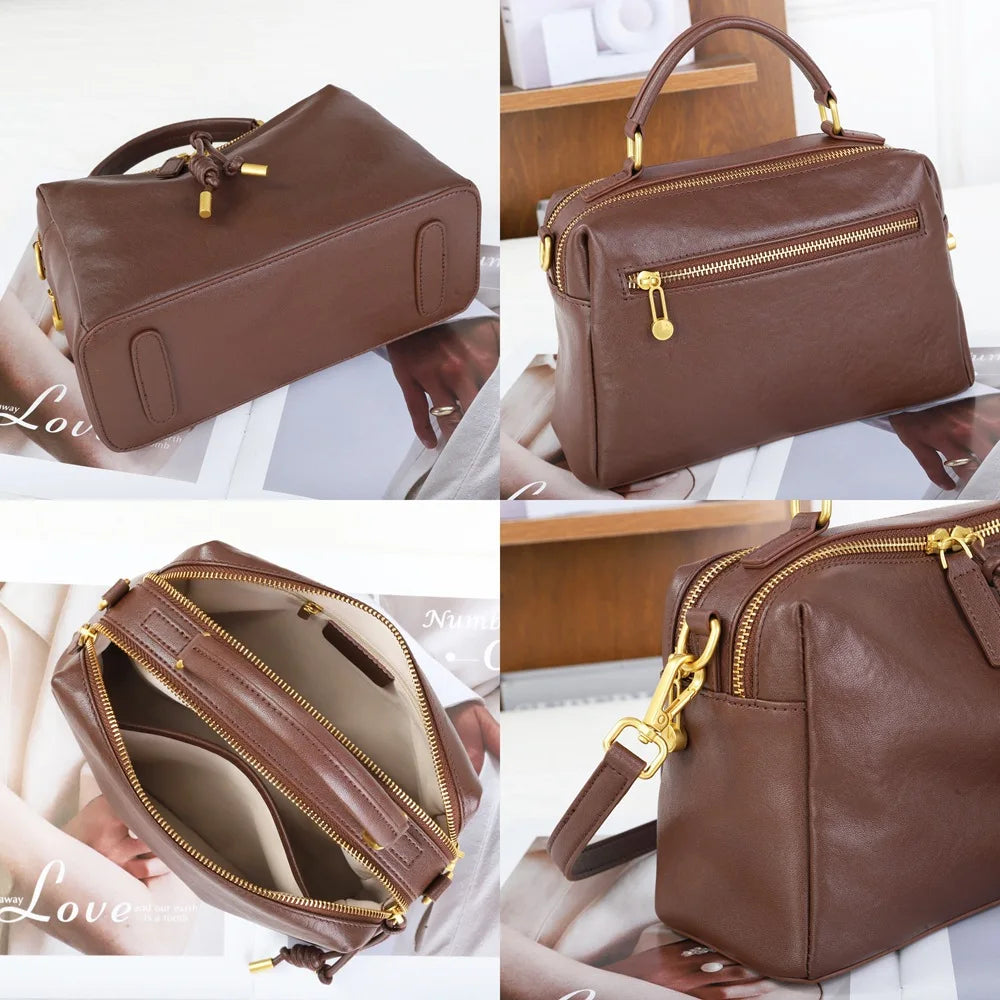 Genuine Leather Crossbody Bag – Women's Designer Satchel